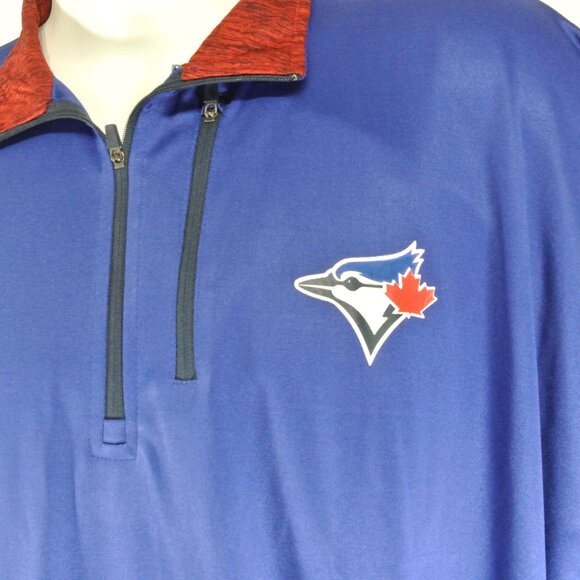 TORONTO BLUE JAYS Long Sleeved Polo Shirt Majestic Size 3XLT Big & Tall NWT - Picture 2 of 7